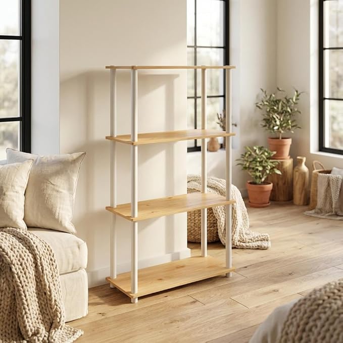 Furnifact Sonoma Oak White Bookcase with Modern Design, Durable Wooden Construction, Stylish Storage Solution for Home or Office