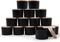 SHOWIN Thick Candle Jars for Making Candles 16 Pcs, 4 OZ Empty Jars with Wood Lids for Candle Making, Sample Container - Dishwasher Safe,Matte Black