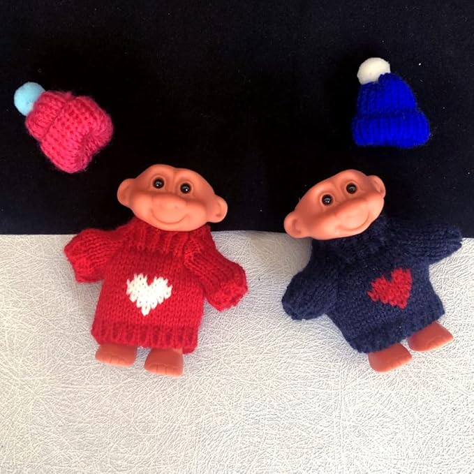 2 Pack Cute Troll Dolls Lighter Case Holder Silicone Funny Mini Dolls Lighter Pouch Sleeve with Sweater &Hat for Regular Lighter (Lighter not Included) (Dark Blue & red)