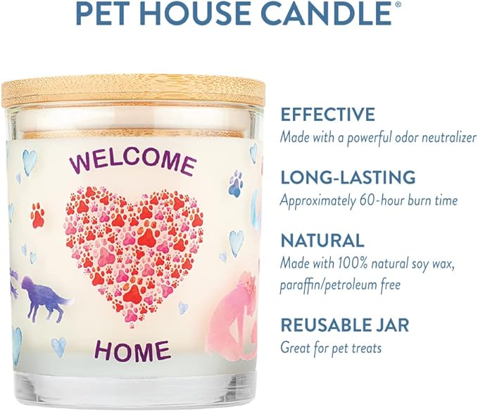 One Fur All Welcome Home Candle - Pet Odor Eliminator - Non-Toxic Scented Candle, Gotcha Day Gift