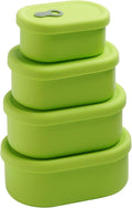 Premium Korean-Made Silicone Airtight Food Container with Steam Vent – BPA Free, Leakproof, Microwave & Freezer Safe Meal Prep. & Leftovers Storage (Green Apple, 4p Multi-Size Set)
