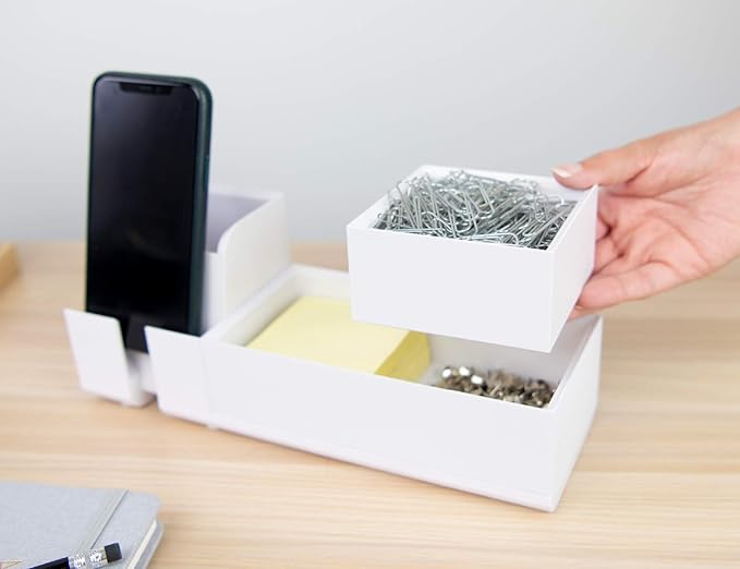 Bostitch Office Konnect Desk Organizer Accessory Tray, Stacks for Desktop Storage, White
