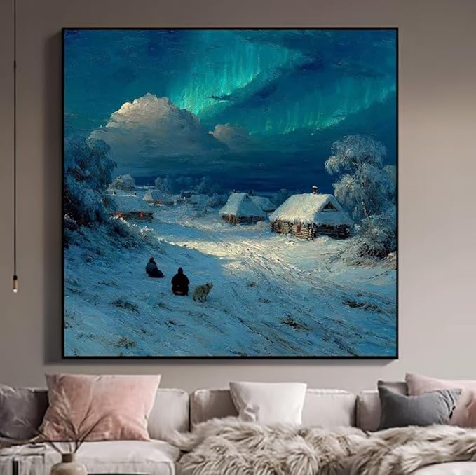 Paint by Numbers Kit for Adults Snow Paint by Numbers Dog DIY Crafts for Adults Canvas Paintings Kits, Hobbies for Women Art With Accessories for Home Wall Decor Art 16x16 inch Without Frame 8-75WW