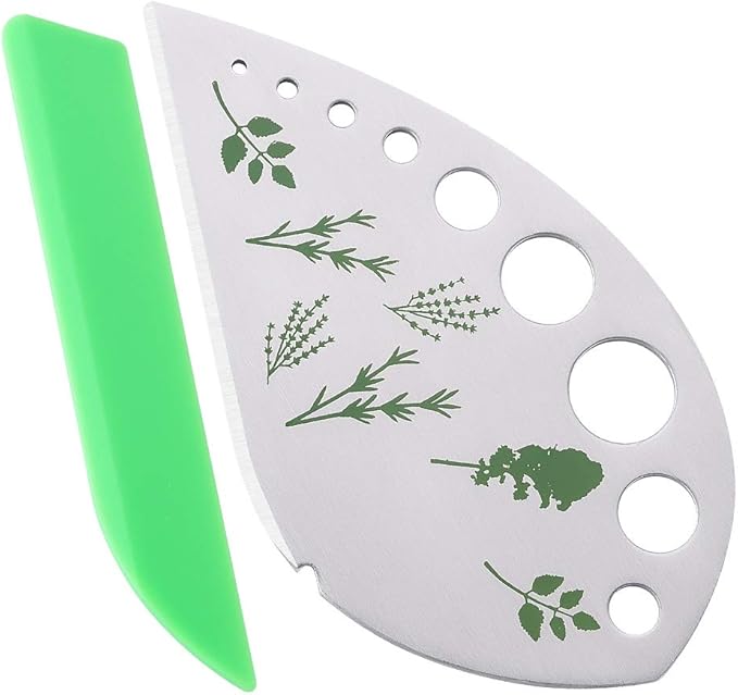 Herb Stripper Herbs Cutter Scissors Stainless Steel Leaf Remover Stripping Tool Vegetable Kitchen Gadget Tool with Protective Holder