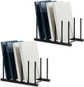 HBlife Black Desk File Organizer 5 Section Vertical File Sorter, 2 Pack Bamboo Binder & Folder Holder for Home, Office & School