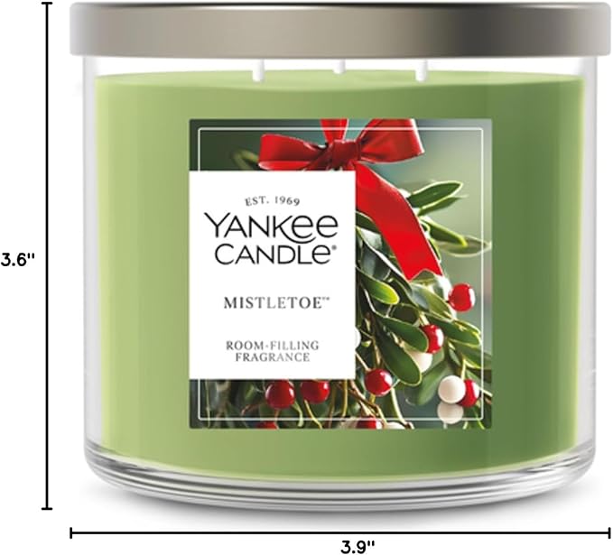 Yankee Candle Mistletoe, Scented Candle, 14.5oz 3-Wick Candle Jar with up to 40 Hours Burn Time