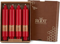 Root Candles Unscented Dinner Candles Premium Beeswax Blend Boxed Candle Set, 7-Inch, Red, 4-Count