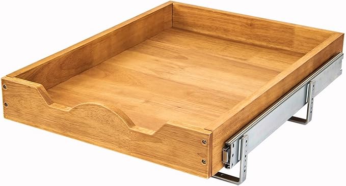 DINDON 1 Tier Pull Out Cabinet Organizer (17"W x 21"D) Single Tier Heavy Duty Slide Out Wood Drawer Under Cabinet Shelf Organization Storage