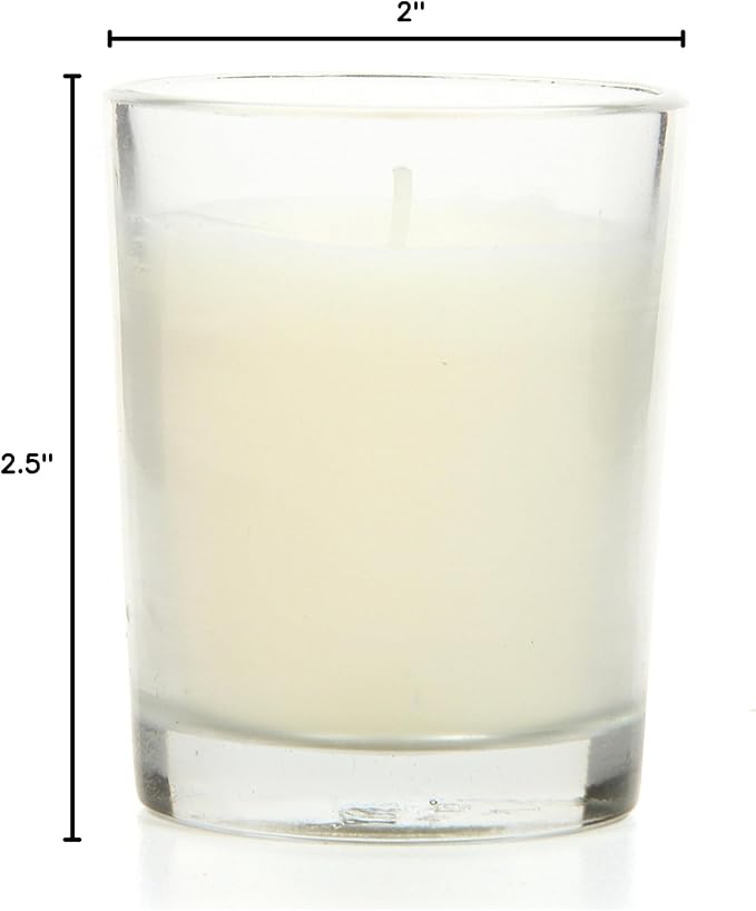 Hosley's Set of 24 Ivory Unscented Glass Filled Votive Candles, Hand Poured Wax Candle Ideal Gifts for Aromatherapy Spa Weddings Birthdays Holidays Party