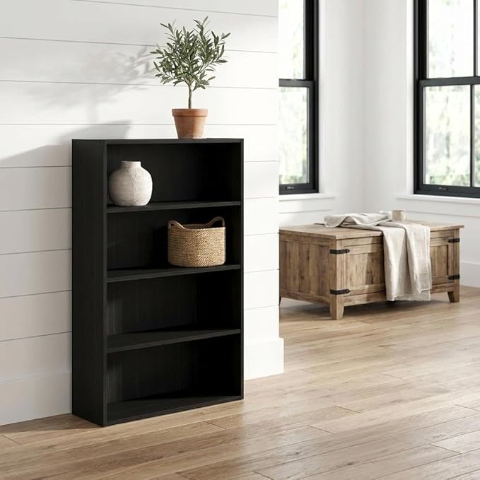 Furnifact Espresso Bookcase with Sturdy Wooden Construction, Elegant Design, Ideal for Living Room, Office, or Bedroom Storage Solution
