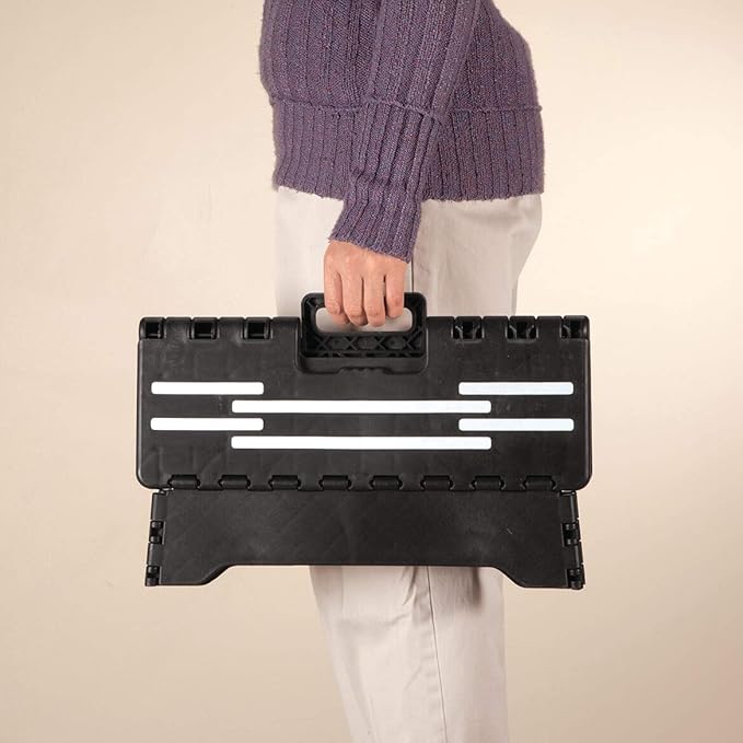Miles Kimball Fox Valley Traders Portable Help Step, 16” W x 12” D x 4” Tall – Folds to Small Size for Storage, Non-Slip Rubber Step Surface for Safety, Durable Plastic Construction Supports 300 Lbs.