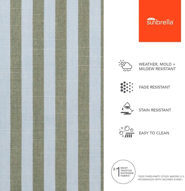 Sunbrella Outdoor Fabric by The Yard | Sail Away Aloe (Striped) | Official Sunbrella Seller | Indoor or Outdoor Upholstery Fabric for Chairs, Cushions, Drapery, Pillows, Furniture