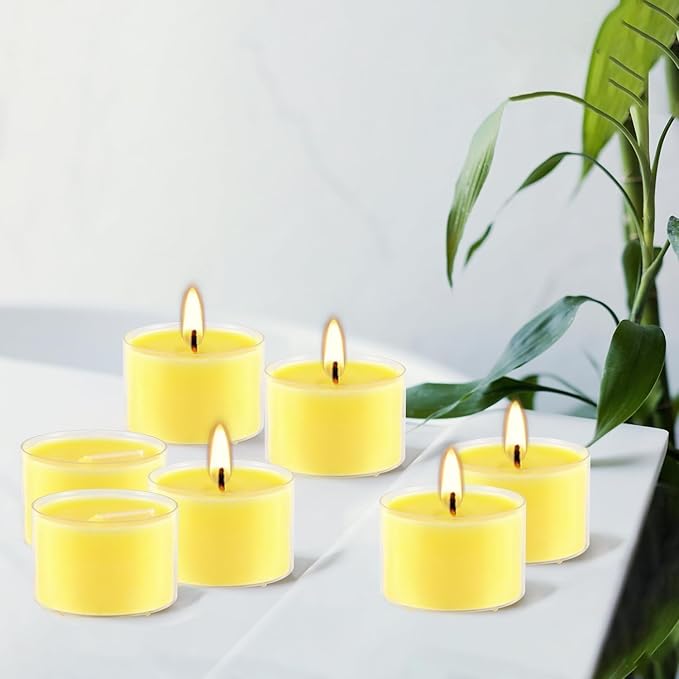 8-Hour 100 Pack Citronella Tealight Candles, Outdoor and Indoor Summer Scented Candle,Natural Soy Wax Candle for Home Patio Garden Yard Balcony,BBQ Birthday Emergency