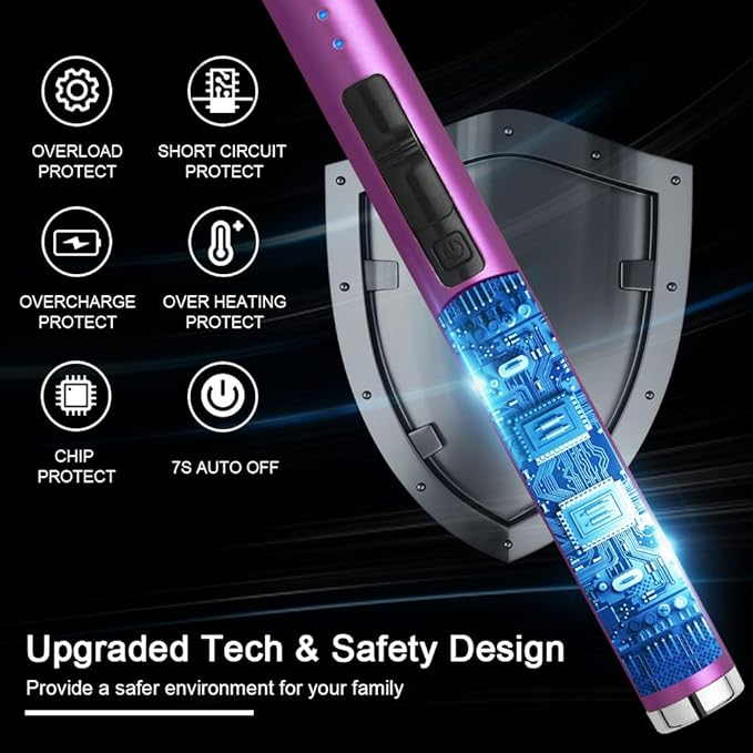 MeeToo Candle Electric Lighter Rechargeable USB Type-C Lighters for Candle Christmas Kitchen Camping Party, Gifts for Wife Women Men Nana Purple