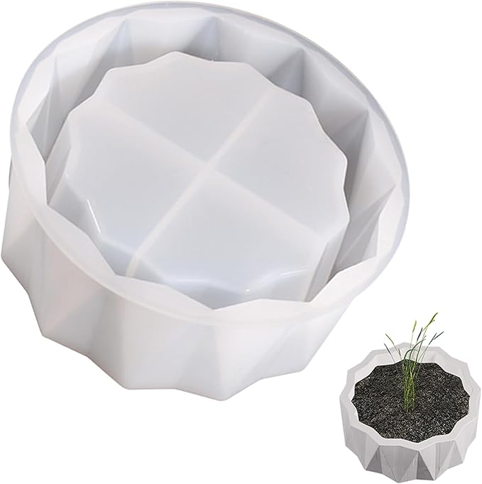 Silicone Planter Mold, 5.9'' for Succulent Pot, Round Silicone Molds for Casting Resin, Plaster, Concrete Cement, DIY Jewelry, Makeup Storage Container, Flower Cement Molds