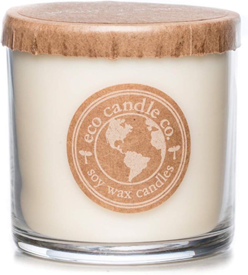 Eco Candle Co. Recycled Candle, Warm Vanilla, 6 oz. - Scents of Rich Vanilla - 100% Soy Wax, No Lead, Kraft Paper Label & Lid, Hand Poured, Phthalate Free, Made from Midwest Grown Soybeans