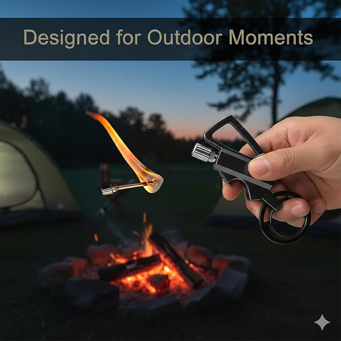 Permanent Match Infinity Lighter with Multitool Keychain Bottle Opener, Waterproof Reusable Windproof Matchstick Fire Starter for Camping, Hiking, Survival, Outdoor Use (B+G+S)