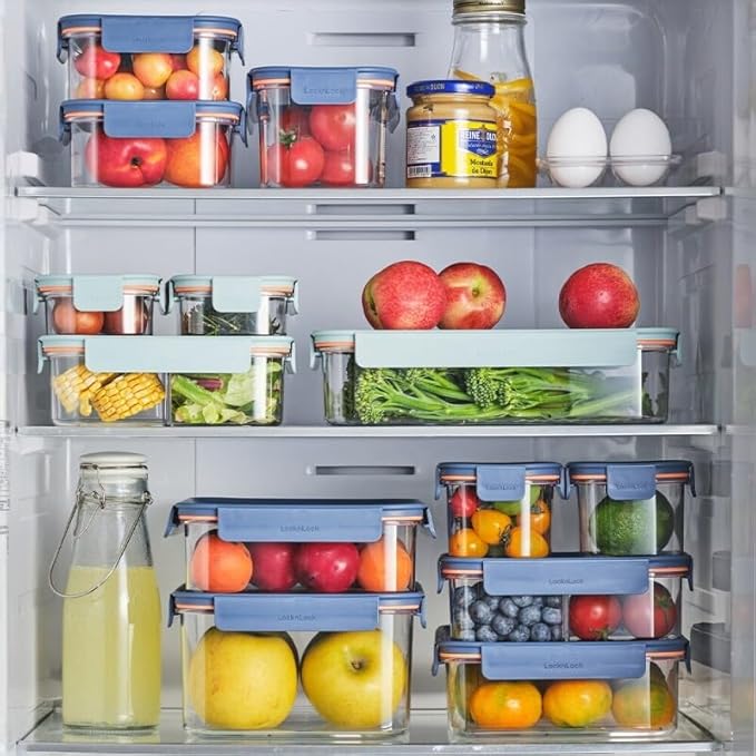 LocknLock LBF452RS4N Modular Plus Food Storage Container,8 set (4 containers & 4 Lids)- Navy