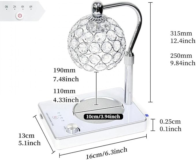 Elegant Style Fragrance Lamp, Height Adjustable Top Down Candle Warmer with Timer, Electric Wax Warmer for Home Office Christmas Decoration (Silver)