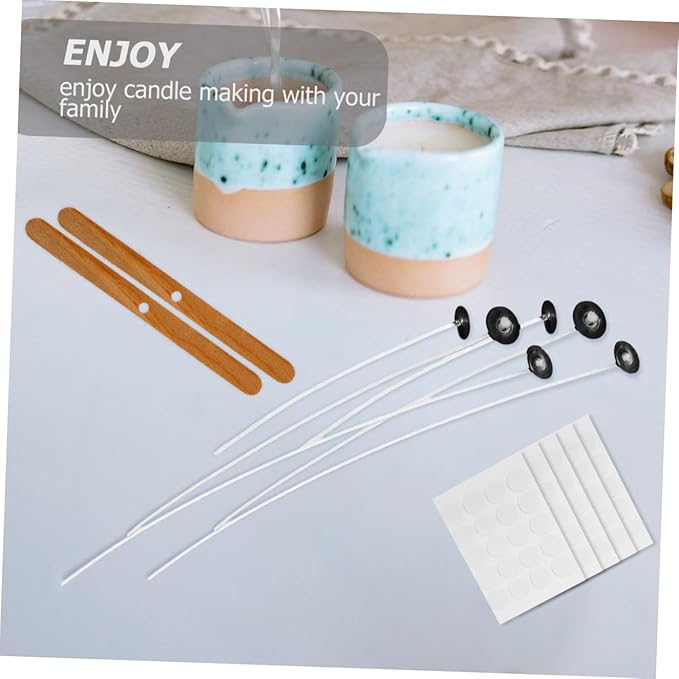 ARTIBETTER DIY Candle Making Kit Complete Candle Wick Set Wooden Holders Stickers Perfect for Home Parties Crafts