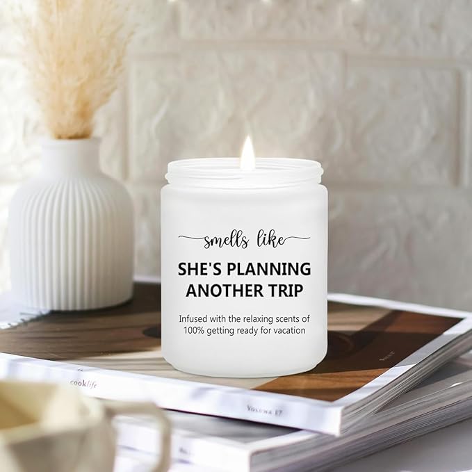 Travel Gifts for Women, Men - Travelers, Tourist Unique Great Gifts - Best Christmas Creative Vacation Trip Gift for The International Traveler People Who Travel - Lavender Scented Candle