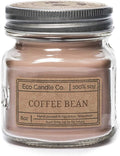 Eco Candle Co. Mason Jar Candle, Coffee Bean, 8 oz. - Scents of Coffee Beans & Hazelnut - 100% Soy Wax, No Lead, Kraft Label & Antiqued Pewter Lid, Hand Poured, Made from Midwest Grown Soybeans