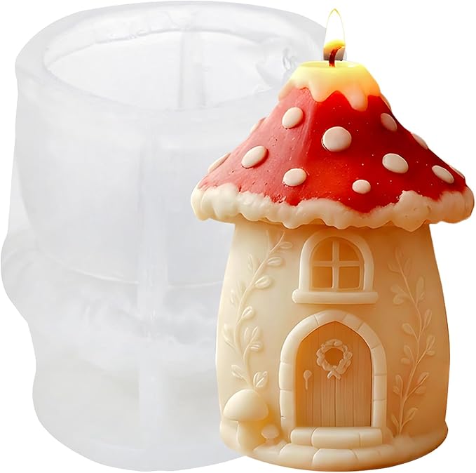 XIAOSHUI Mushroom House Silicone Candle Molds for Candles Making Resin Casting Aromatherapy