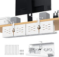 KEEGH 16" Under Desk Cable Management Tray, 2 Pack Desk Cord Organizer Upgrade Capacity, No Drill Clamp/Screws Mount, Cord Management Tray for Home Office, Gaming Desk, Standing Desk, White