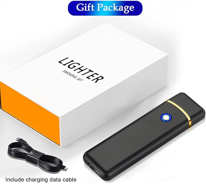 Electronic USB Rechargeable Lighter - Smart, Cool, Portable Dual Sided Ignition Windproof Flameless Plasma Lighter for Indoor Outdoor Use (Black)