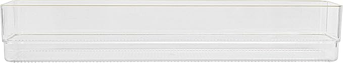 Martha Stewart Kerry Plastic Stackable Office Desk Drawer Organizers, 12" x 3", 6 Pack, with Gold Trim