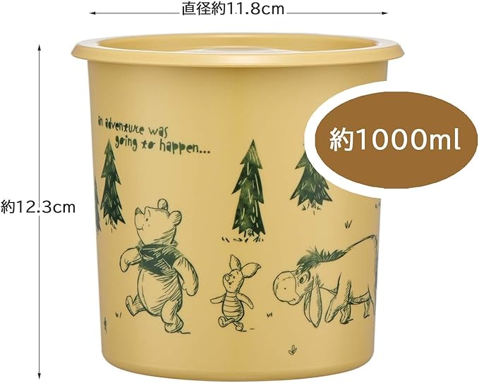 Skater SOT10-A One-Touch Seal Container, Large, 33.8 fl oz (1,000 ml), Airtight Container, Storage Container, Disney Winnie the Pooh