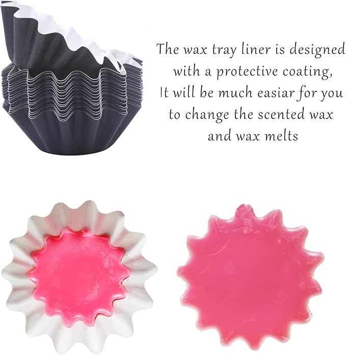 FANDOL Wax Melt Warmer Liners Reusable & Leakproof Candle Warmer Liners Wax Tray for Scented Wax,Electric Wax Warmers, Plug in Warmers, Candle Warmer,Wax Melter and Wax Burner(Black 50pcs)
