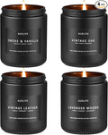Scented Candles Set | Men Candle Set, Scented Candles for Home, Gifts for Men Aromatherapy Gift Set - 4 Pack Manly Gifts for Dad Fathers Day, Soy Candle of Leather/Smoke & Vanilla/Oak/Lavender