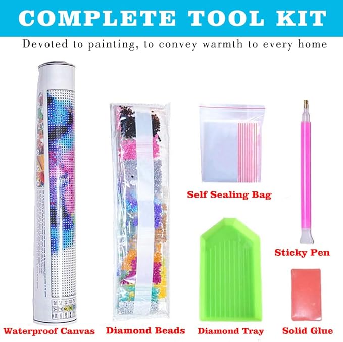 Meothan Diamond Art Kits for Adults - 4 Pack Animals Diamond Painting Kits for Adults, 5D Round Full Drill Gem Art Paint by Diamonds Pictures DIY Crafts Kits 9.8 x 13.8 inch (Cat Fox Deer and Tiger)