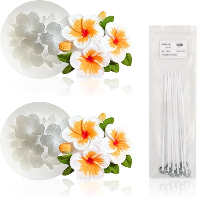 2Pcs Plumeria Silicone Candle Flower Wax Mold Silicone for Candles Resin Making Molds Moldes De Silicona para Hacer Velas Artesanales De Silicona,for Making Mothers Day Gifts for Mom Daughter