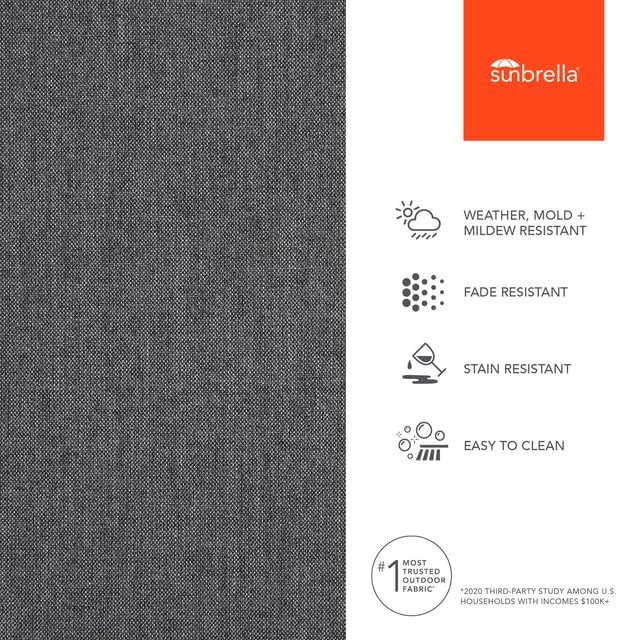 Sunbrella Outdoor Fabric by The Yard | Cast Charcoal | Official Sunbrella Seller | Indoor or Outdoor Upholstery Fabric for Chairs, Cushions, Drapery, Pillows, Furniture