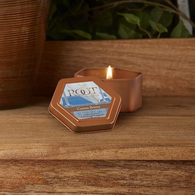 Root Candles Scented Candles in Travel Tin 24-Hour Honeycomb Traveler Handcrafted Beeswax Blend Candle, 4-Ounce, Cotton Breeze