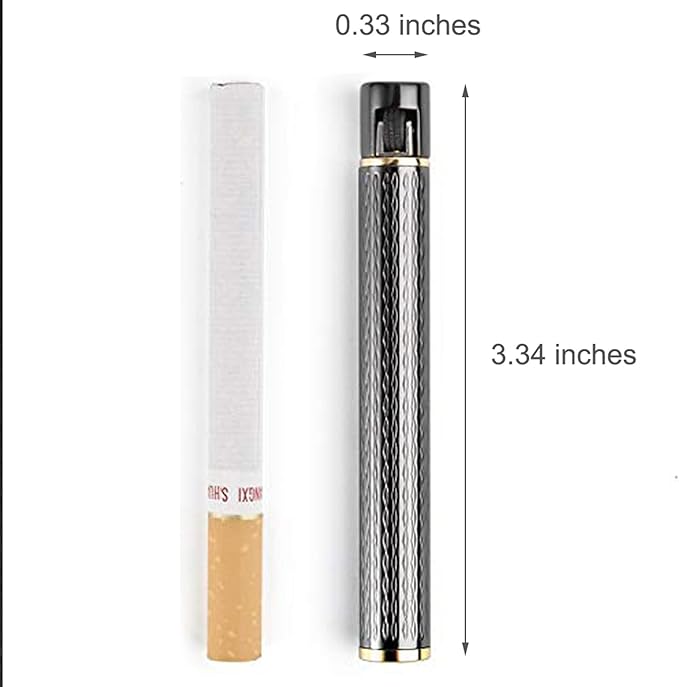 Lighter Cigarette Shaped Butane Refillable Fire Starter with Back-up Flints Gifts for Men Women Lady (Excluding Butane) (Black)