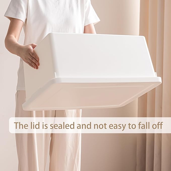 15 Quart high-end White multifunction storage box with lid，Stackable Plastic Boxes，with handle,Garage storage，home storage,Waterproof and moisture-proof.（white，2L）