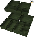 DIMJ Drawer Organizer Clothes, 12 Pack Dresser Organizer, Foldable Closet Organizers and Storage, Fabric Dresser Bins, Drawer Dividers for Nursery, Baby Clothes, Underwears, Sock (Green)