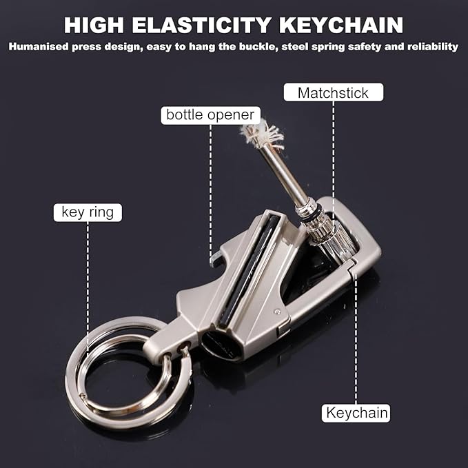 2Pcs Permanent Match Infinity Lighter with Multitool Keychain Bottle Opener