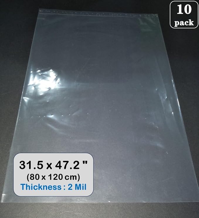 Large Plastic Bags 32 x 48 inches Clear Storage Bags Perfect for Moving Plastic, Moistureproof, Dustproof, Luggage,Suitcase,Furniture, Comforter and more (10 Pack)
