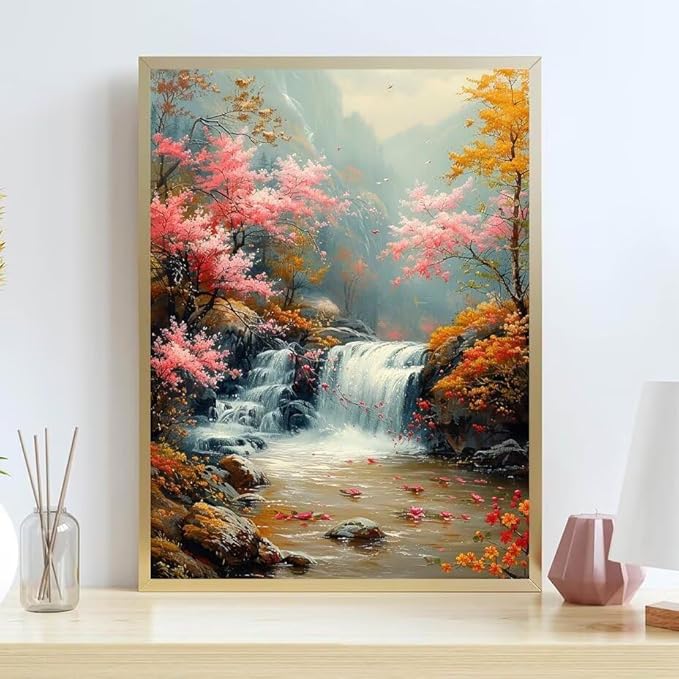 Diamond Painting Kits for Adults Falls Diamond Painting Kits Flower 5D Full Square Drill Strass Crystal Crafts for Adults DIY Art Kit for Beginner, Home Wall Art, Gifts for Women 12x16in 4-72453C