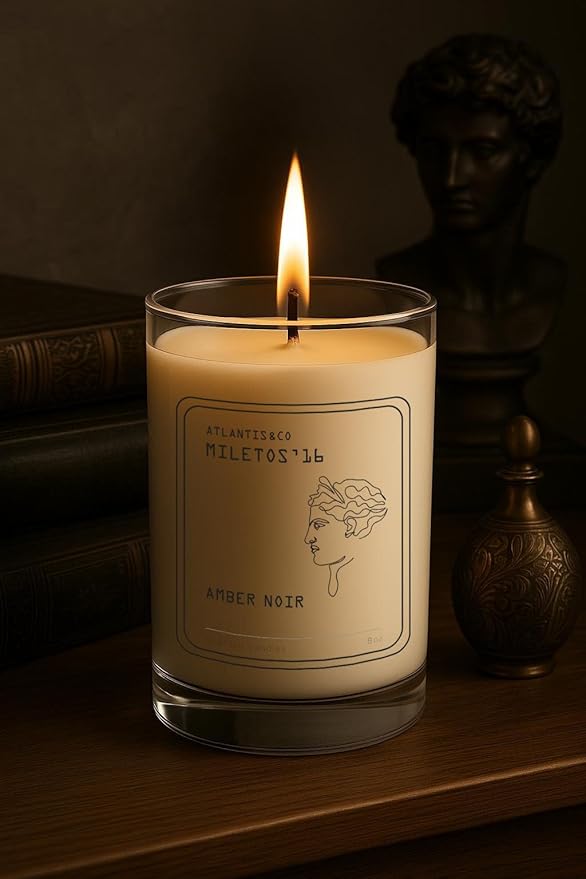 Amber Noir Scented Candle, 8oz Soy Jar with Long-Lasting Burn, Giftable, Holidays,Birthdays