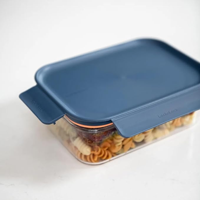 LocknLock LBF404RS5N Bisfree Modular Plus Food Storage Containers for Lunch, Meal Prep, Stackable, BPA-Free, Leakproof, Microwave, Dishwasher, Freezer-Safe, 10 Pieces, 5 Boxes and 5 Lids, Navy, 910ml