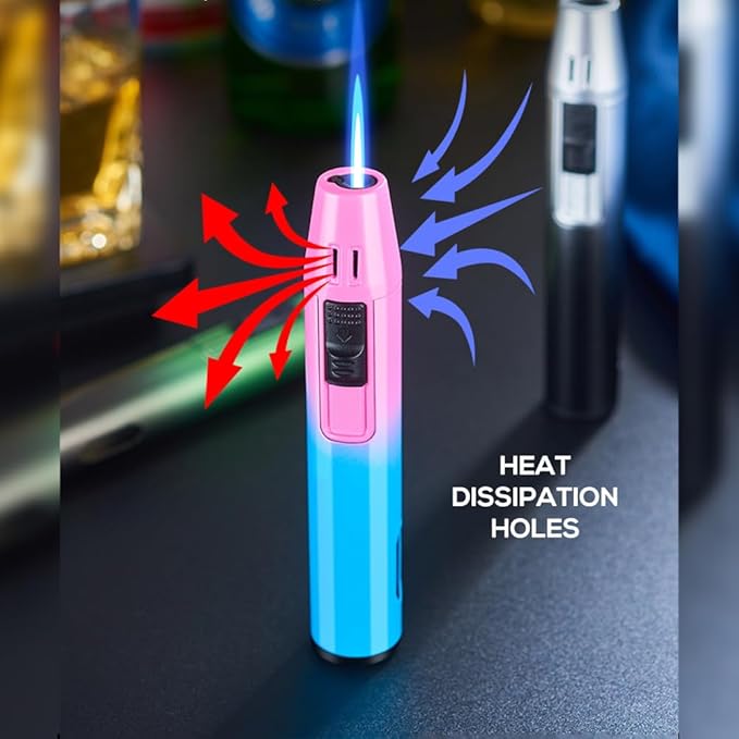 Navpeak Mini Torch Lighter Windproof Jet Blue Flame Lighters Compact Portable with Gas Window Refillable Butane Torch for Candle Craft Outdoor BBQ Grill (Butane Not Included)(Black)