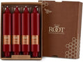 Root Candles Unscented Dinner Candles Premium Beeswax Blend Boxed Candle Set, 7-Inch, Garnet, 4-Count
