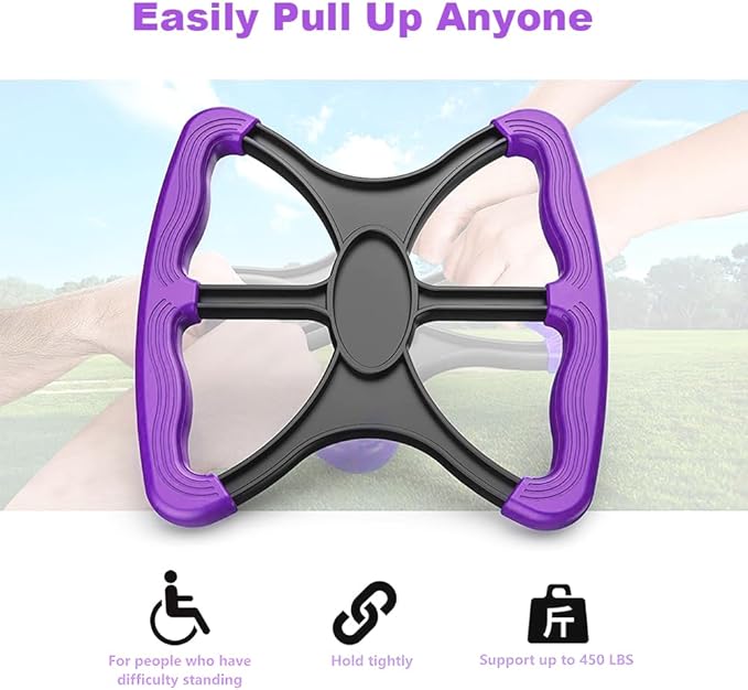 Lift Assist Standing Aid for Elderly & Disabled, Portable Standing Mobility Aid with Non-Slip Grip Handles, Fall Assist Device for Seniors, Bariatric Patients, Nurses & Caregivers (Purple)