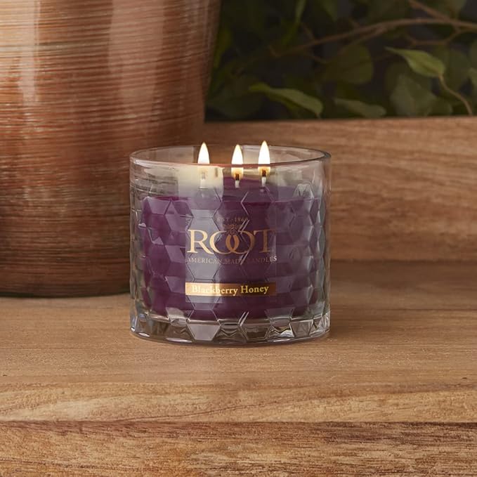 Root Candles Scented Candles Honeycomb Beeswax Blend Premium Handcrafted Candle, 12-Ounce 3-Wick, BlackBerry Honey