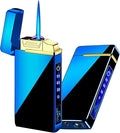Arc Electric and Refillable Butane Jet Flame Torch Lighter 2 in 1, USB Rechargeable with LED Lighting Windproof for Fire, BBQs, Fireworks, Candle, Camping, Outdoor (Blue Ice)